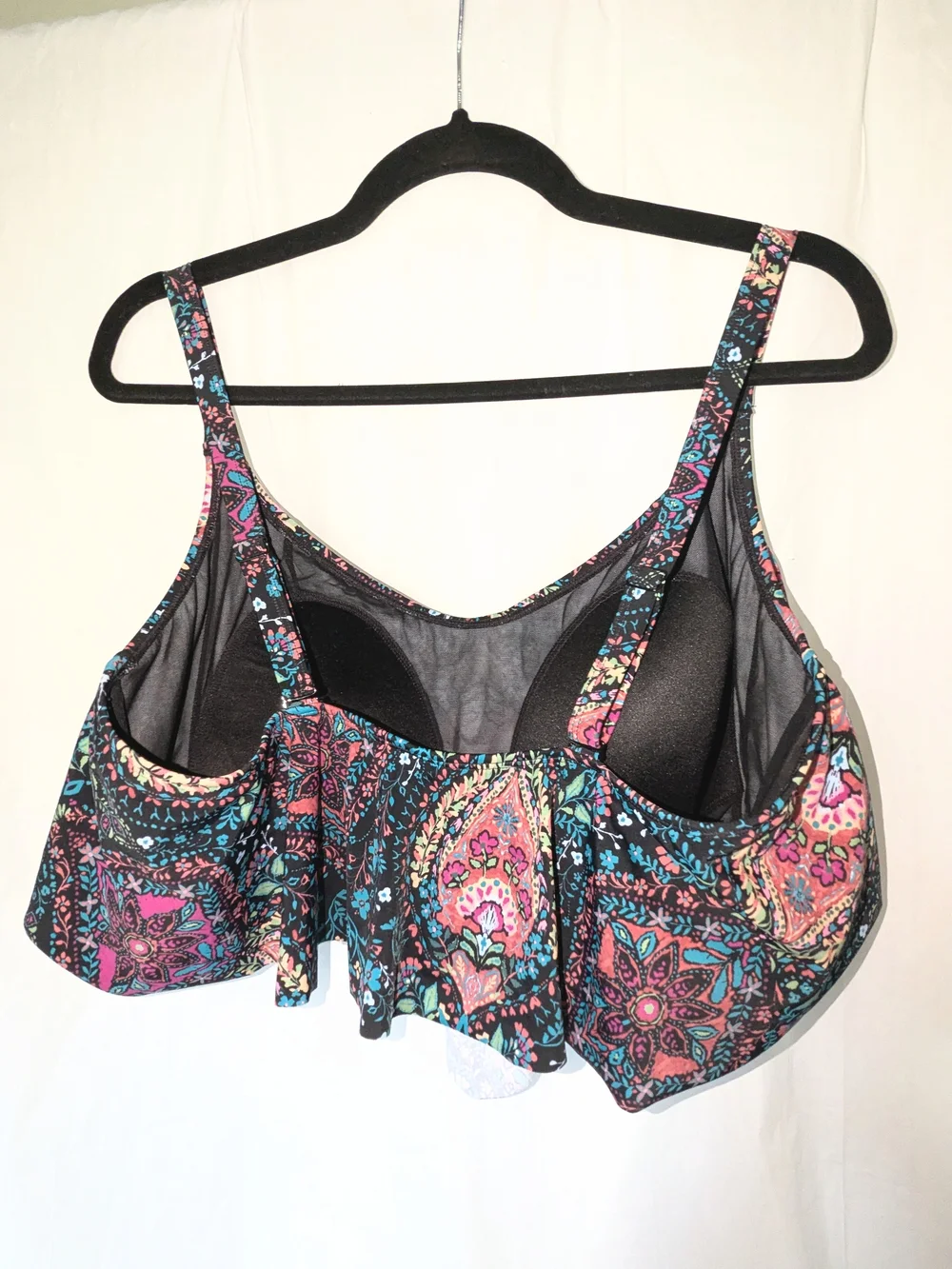 Women’s 2 Piece Multicolor Paisley Floral Ruffle Swimsuit - Picture 4 of 7